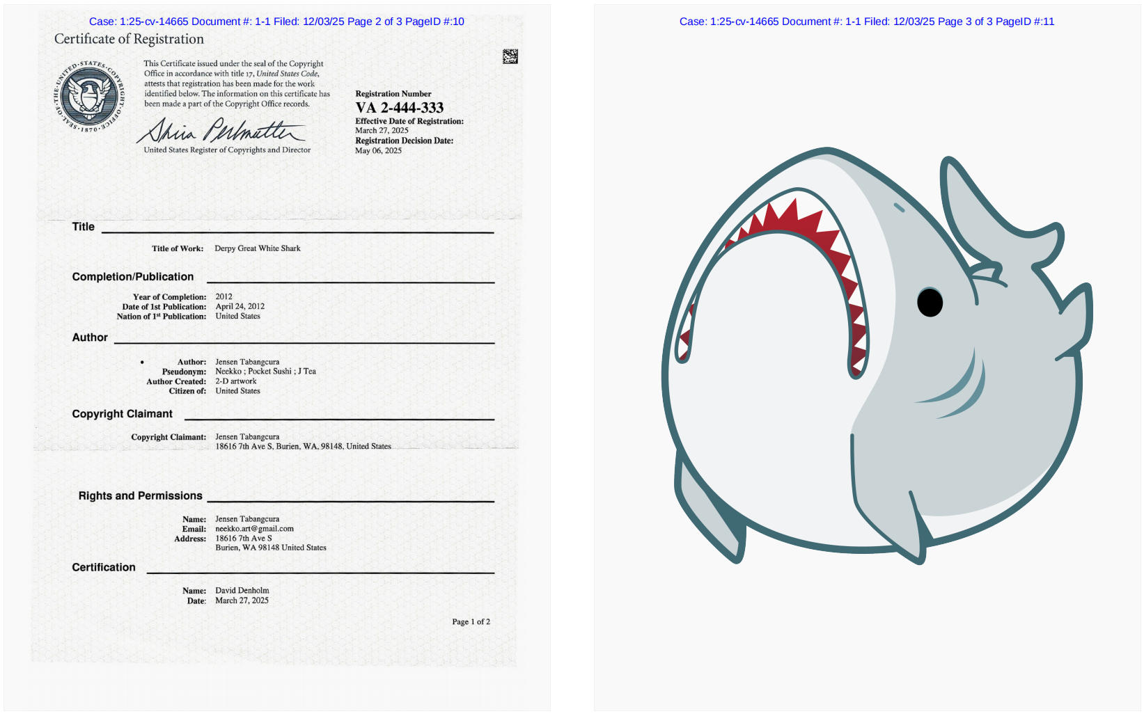 Jensen 可爱鲨鱼版权